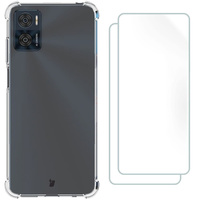 Etui + 2x folia Bizon Case Clear Pack do Motorola Moto E22 / E22i, przezroczyste
