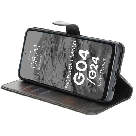 Etui z klapką Bizon Case Pocket do Motorola Moto G04 / G24, czarne