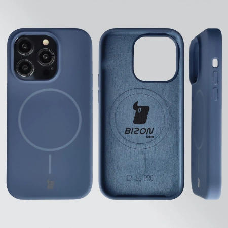 Silikonowe etui z pierścieniem magnetycznym Bizon Soft Case Magnetic do iPhone 14 Pro, granatowe