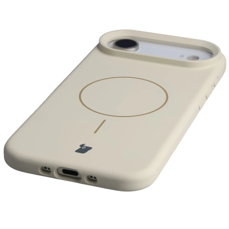 Silikonowe etui z pierścieniem magnetycznym Bizon Soft Case Magnetic do iPhone Air, écru