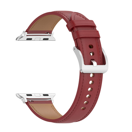 Skórzany pasek Bizon Strap Watch Casual do Apple Watch 38/40/41mm/S10 42mm, czerwony