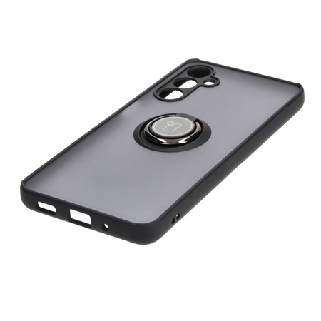 Etui z uchwytem na palec Bizon Case Hybrid Ring do Galaxy M54 5G, przydymione z czarną ramką