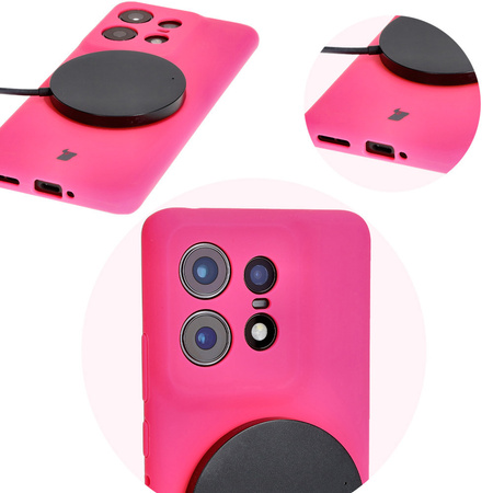 Silikonowe etui Bizon Soft Case do Motorola Edge 50 Pro, neonowo-różowe