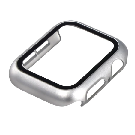 Etui ze szkłem do zegarka Bizon Case+Glass Watch do Apple Watch SE 3 / SE 2 / SE / 6 / 5 / 4 (40 mm), matowe srebrne