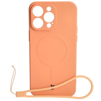 Etui silikonowe z pierścieniem magnetycznym Bizon Case Silicone Magnetic do iPhone 15 Pro Max, marchewkowe