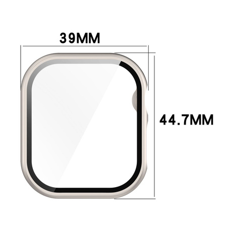 Etui ze szkłem do zegarka Bizon Case Watch Adamo do Apple Watch 11 / 10 42mm, szampańskie
