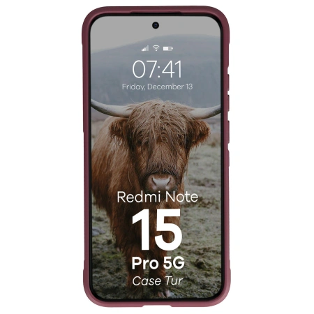 Pancerne etui Bizon Case Tur do Xiaomi Redmi Note 15 Pro 5G, burgundowe