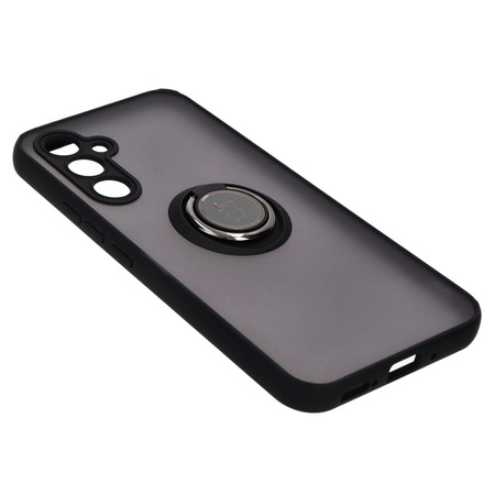 Etui z uchwytem na palec Bizon Case Hybrid Ring do Galaxy A54 5G, przydymione z czarną ramką
