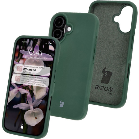 Silikonowe etui Bizon Soft Case do iPhone 16, ciemnozielone