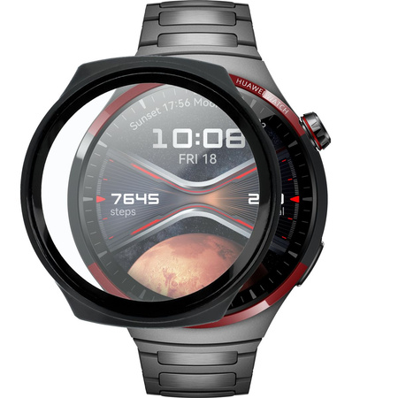 Etui ze szkłem do zegarka Bizon Case Watch Adamo do Huawei Watch 4 Pro Space Edition, czarne