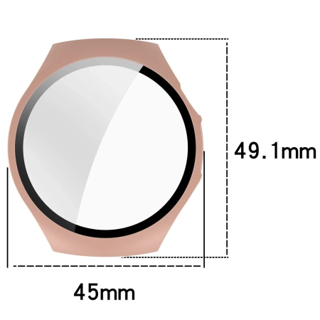 Etui ze szkłem do zegarka Bizon Case+Glass Watch do Huawei Watch 5 42 mm, różowe