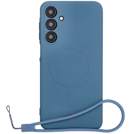 Silikonowe etui z pierścieniem magnetycznym Bizon Case Silicone Magnetic Sq do Galaxy A16 4G / 5G, granatowe