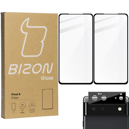2x Szkło + szybka na aparat Bizon Edge Pack do Google Pixel 6
