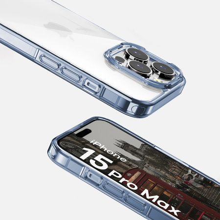 Etui Bizon Case Halo do iPhone 15 Pro Max, przezroczysto-niebieskie