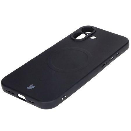 Silikonowe etui z pierścieniem magnetycznym Bizon Case Silicone Magnetic do iPhone 16 Plus, czarne
