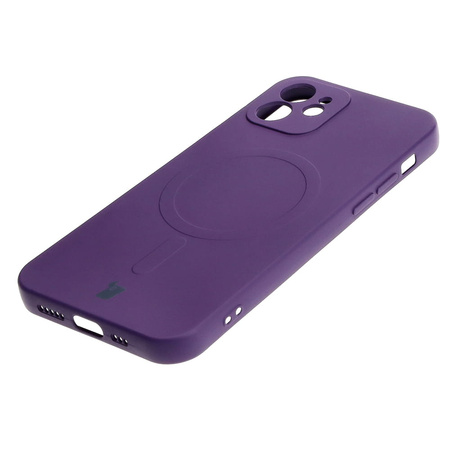 Etui silikonowe z pierścieniem magnetycznym Bizon Case Silicone Magnetic do iPhone 12, śliwkowe