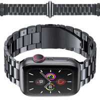 Pasek ze stali nierdzewnej Bizon Strap Watch Aura do Apple Watch 44/45/46/49 mm, czarny