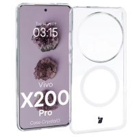 Etui z pierścieniem magnetycznym Bizon Case CrystalO do Vivo X200 Pro, przezroczyste