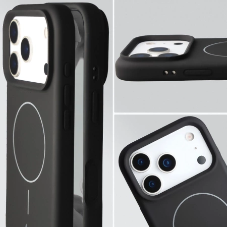 Silikonowe etui z pierścieniem magnetycznym Bizon Soft Case Magnetic do iPhone 17 Pro, czarne