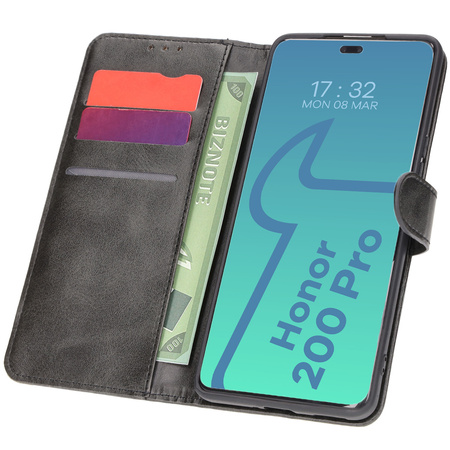 Etui z klapką Bizon Case Pocket do Honor 200 Pro, czarne