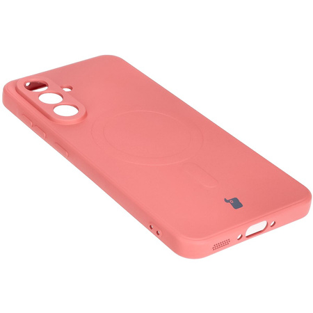 Silikonowe etui z pierścieniem magnetycznym Bizon Case Silicone Magnetic Sq do Galaxy A56 5G, brudnoróżowe