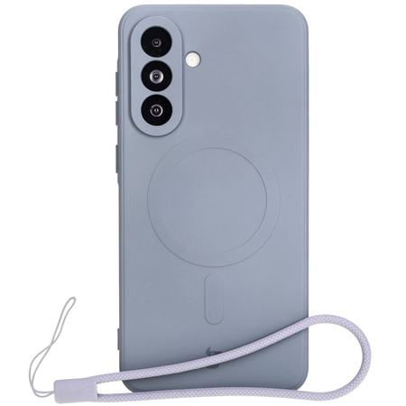 Silikonowe etui z pierścieniem magnetycznym Bizon Case Silicone Magnetic Sq do Galaxy A36 5G, szare