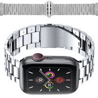 Pasek ze stali nierdzewnej Bizon Strap Watch Aura do Apple Watch 44/45/46/49 mm, srebrny
