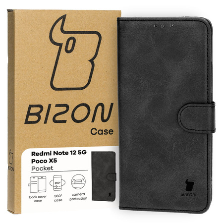 Etui z klapką Bizon Case Pocket do Xiaomi Redmi Note 12 5G / Xiaomi Poco X5, czarne