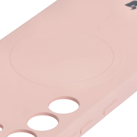 Etui silikonowe z pierścieniem magnetycznym Bizon Case Silicone Magnetic do Galaxy S23, jasnoróżowe
