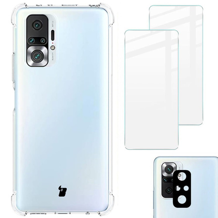 Etui + 2x szkło + obiektyw Bizon Case Clear Pack do Xiaomi Redmi Note 10 Pro, przezroczyste