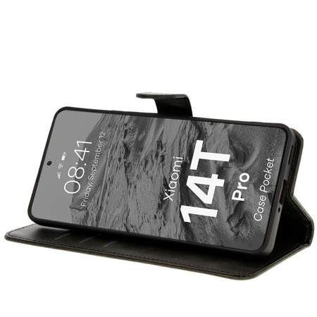 Etui z klapką Bizon Case Pocket do Xiaomi 14T Pro, czarne