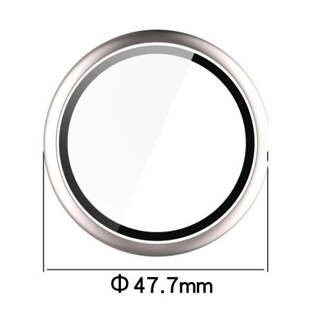 Etui ze szkłem do zegarka Bizon Case Watch Adamo do Google Pixel Watch 4 45 mm, satynowo szampańskie