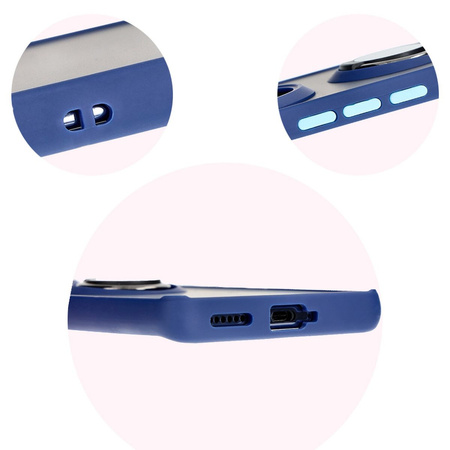 Etui z uchwytem na palec Bizon Case Hybrid Ring do Tecno Spark 20 Pro+, przydymione z granatową ramką