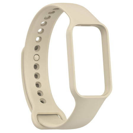 Etui z paskiem Bizon Strap + Case Watch Dots do Xiaomi Redmi Smart Band 2 / Xiaomi Mi Band 8 Active, beżowe