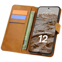 Etui z klapką Bizon Case Pocket do Oppo Reno 12, brązowe