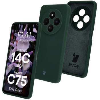 Silikonowe etui Bizon Soft Case do Xiaomi Redmi 14C 4G / Poco C75, ciemnozielone