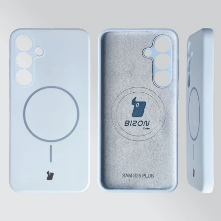 Silikonowe etui z pierścieniem magnetycznym Bizon Soft Case Magnetic do Galaxy S25 Plus, błękitne