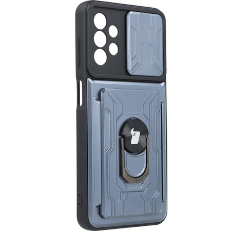Etui Bizon Case Camshield Card Slot Ring do Galaxy A13 4G, szare