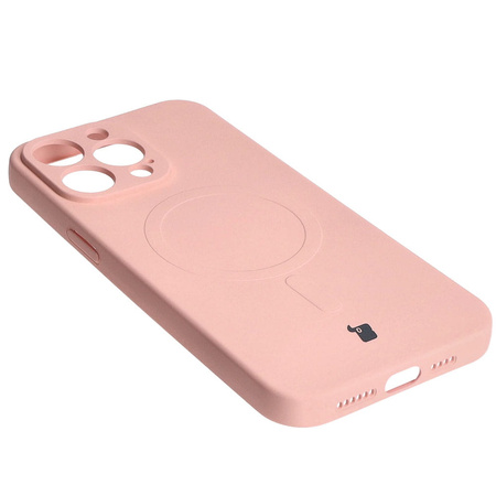 Etui silikonowe z pierścieniem magnetycznym Bizon Case Silicone Magnetic do iPhone 15 Pro Max, jasnoróżowe