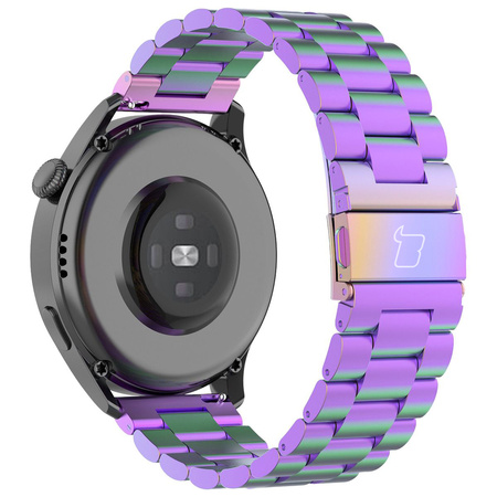 Pasek ze stali nierdzewnej do smartwatcha, Bizon Strap Watch Aura, Quick Release 22 mm, tęczowy