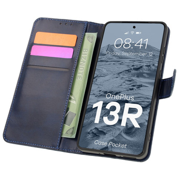 Etui z klapką Bizon Case Pocket do OnePlus 13R, granatowe