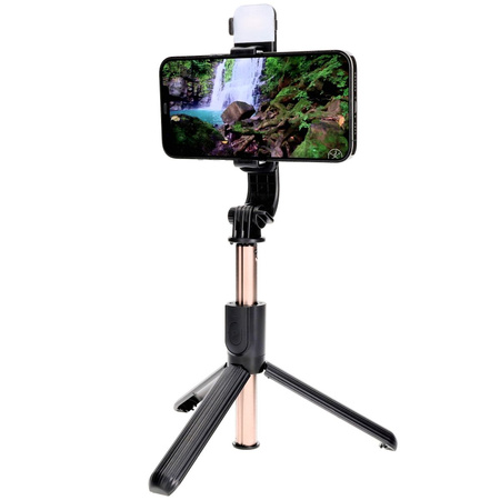 Kijek do selfie / tripod z lampą i pilotem Bizon Accessories Selfie Lamp, czarny