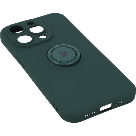 Etui Bizon Case Silicone Ring Sq do iPhone 14 Pro, ciemnozielone