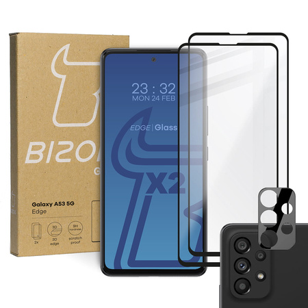 2x Szkło + szybka na aparat Bizon Edge Pack do Galaxy A53