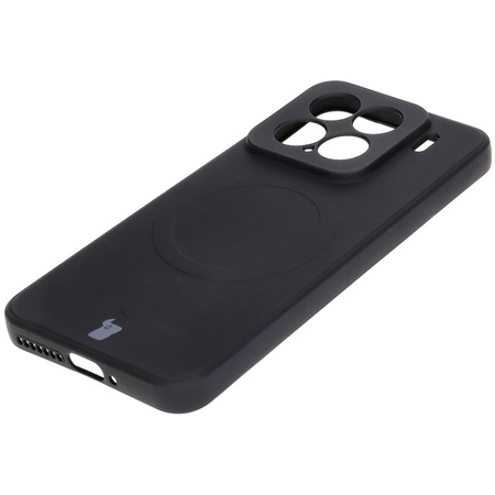 Silikonowe etui z pierścieniem magnetycznym Bizon Case Silicone Magnetic Sq do Xiaomi 15, czarne