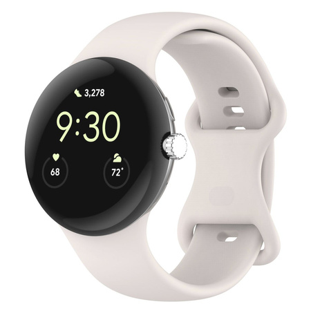 Silikonowy pasek Bizon Strap Watch Silicone S do Google Pixel Watch 3 (45mm), perłowy
