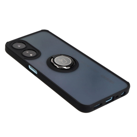 Etui z uchwytem na palec Bizon Case Hybrid Ring do Oppo A78 5G, przydymione z czarną ramką