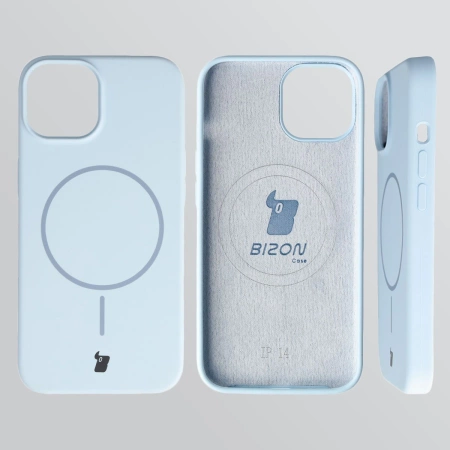 Silikonowe etui z pierścieniem magnetycznym Bizon Soft Case Magnetic do iPhone 14/13, błękitne