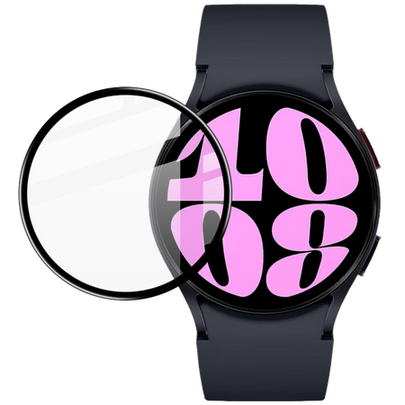 Szkło hybrydowe Bizon Glass Watch Edge Hybrid dla Galaxy Watch 6 44mm, czarne