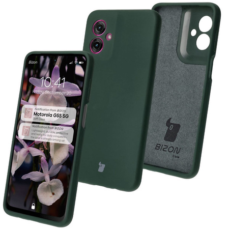 Silikonowe etui Bizon Soft Case do Motorola Moto G55 5G, ciemnozielone